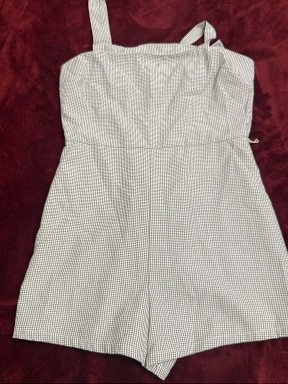 Women’s Sleeveless Gingham Romper Dress - Light Blue